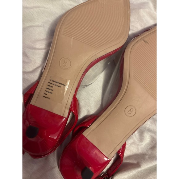 NEW A‎ New Day Red & Clear Eleanor Heart Slingback Kitten Heels, Size 8 - Picture 6 of 7